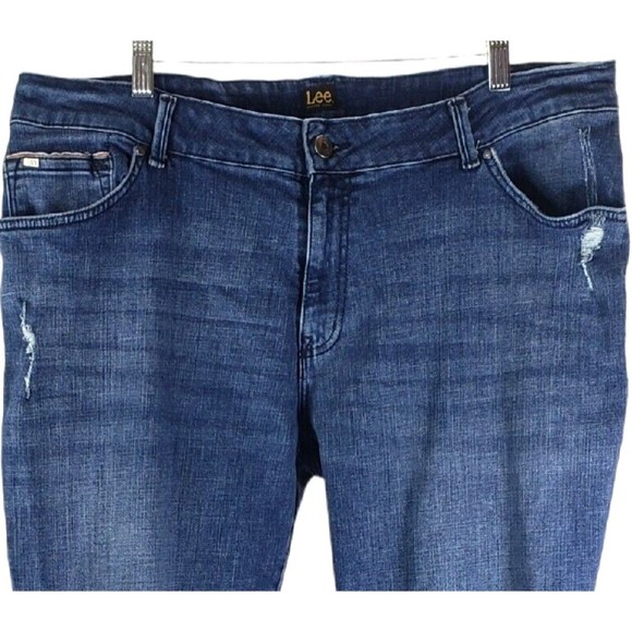 Lee Modern Womens Jeans Size 18W Straight Leg 38x29 Distressed - Picture 2 of 10